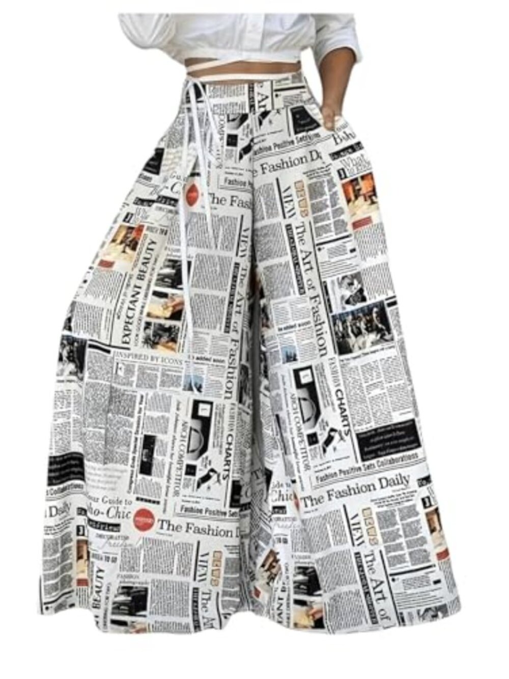 Palazzo Pants Women Letter Graphic Wide Leg Elastic Waist Casual Trouser